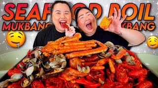 Giant King Crab Seafood Boil  Giant Shrimp  Snow Crab  Mussels  Clams Mukbang 먹방 Eating Show [upl. by Asseralc288]