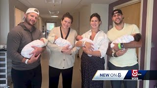 Former college baseball teammates become fathers to twins on the same day [upl. by Mcclees]