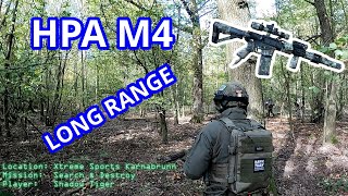 Airsoft gameplay in the woods  HPA M4SSR4 long range shots airsoft gameplay fun sport combat [upl. by Gannie]