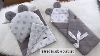 Baby nest Eared Swaddle Quilt Set Making  Baby Sleeping Set Sewing 🐰 [upl. by Macdonell]