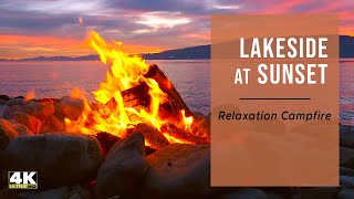 Relaxing Campfire by a Lake at Sunset Campfire Sounds for Sleep [upl. by Herv]