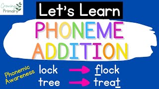 Lets Learn Phoneme Addition Phonemic Awareness [upl. by Domph]