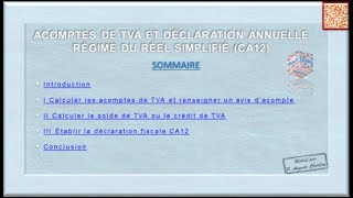 Diaporama 03  Acomptes de TVA et déclaration annuelle CA12 [upl. by Pascoe]