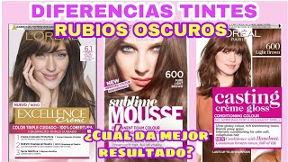 TINTE LOREAL RUBIO OSCURO DIFERENCIAS ENTRE CASTING CREME GLOSS EXCELLENCE CREME Y SUBLIME MOUSSE [upl. by Werda]