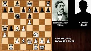 Emanuel Lasker vs A Gadsby  Stafford 1908 [upl. by Malti]