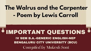 WALRUS AND CARPENTER POEM  IMPORTANT QUESTIONS [upl. by Eiggep]