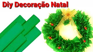 Como fazer uma Guirlanda com papel crepom  Decoração natalina [upl. by Ainollopa]