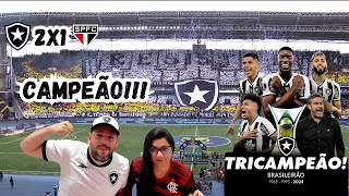 React de Botafogo 2x1 São Paulo Fogão Campeão Brasileiro de 2024 no Nilton Santos [upl. by Aisat699]