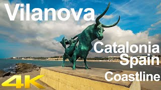 Tiny Tour  Vilanova Catalonia Spain Coastline 2019 Summer Walk through [upl. by Blanka989]