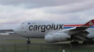 Cargolux 747 action at Prestwick  HD  EGPK [upl. by Meares]