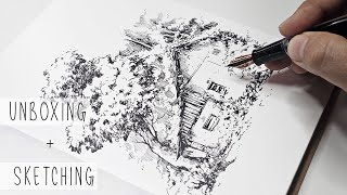 Unboxing Narwhal Original Plus  Indian Village House  Ink Drawing  ASMR [upl. by Euqirne]