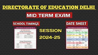 MID TERM EXAM DATE SHEET 202425 OUT । DELHI GOVERNMENT SCHOOL MID TERM EXAM DATE SHEET [upl. by Ojok314]