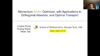 Momentum Stiefel Optimizer with Applications to Orthogonal Attention and Optimal Transport [upl. by Aenal]