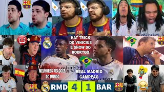 REAÇOES DO MUNDO AO HAT TRICK DO VINICIUS JR E SHOW DO RODRYGO NO REAL MADRID 4X1 BARCELONA [upl. by Danete]