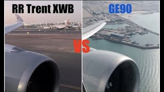 A3501000 Trent XWB vs B777300ER GE90 Engine Battle  Startups and Takeoffs [upl. by Gnahc]