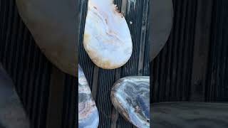 Check out this time lapse shopping these pieces into cabochons rockcutting wow omg agate [upl. by Ailero646]