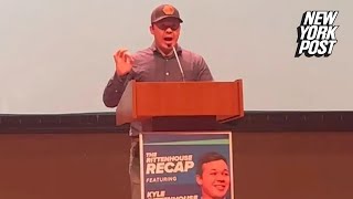 Kyle Rittenhouse chased off stage heckled by BLM protesters while speaking at University of Memphis [upl. by Lananna522]