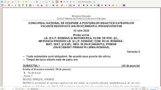 Subiectul de Matematică de la Examenul de Titularizare în Invățământul Primar 2022 [upl. by Justinian]