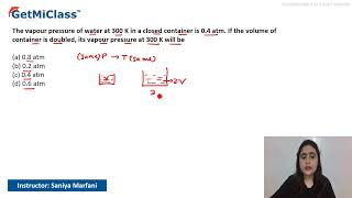 Vapor Pressure with Doubled Volume KCET 11th Chemistry States of Matter [upl. by Rebmyt]