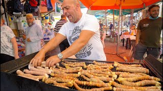 Sicilian Street Food in Palermo 🇮🇹 CRAZY Italian BBQ  HUGE Arancini in Sicily [upl. by Eltsyrhc]