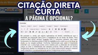 CITAÇÃO DIRETA CURTA Página é opcional Descubra quando a página é mesmo obrigatória [upl. by Casady322]