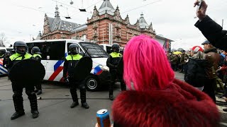 Dutch police disperse thousands protesting in Amsterdam against Covid lockdown • FRANCE 24 [upl. by Samuelson718]