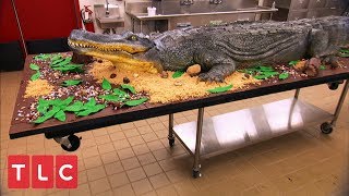 Making a 14Foot Alligator Cake  Cake Boss [upl. by Vallonia]