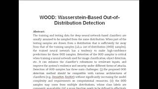 WOOD Wasserstein Based Out of Distribution Detection [upl. by Enelrae]