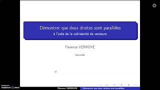 Démontrer que deux droites sont parallèles à laide de la colinéarité de deux vecteurs [upl. by Ginger]