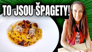 ŠPAGETY CARBONARA S MUŠLEMI Tak to jdeme ochutnat jídlo restaurace [upl. by Boland]