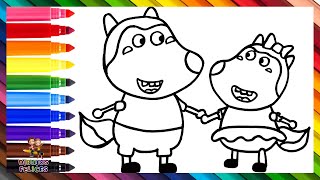 Dibuja y Colorea A Wolfoo Y Lucy 🐺🎀🐺🌈 Dibujos Para Niños [upl. by Artied]