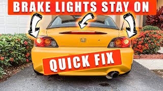 BRAKE LIGHTS STAY ON HOW TO FIX IT EASILY MUST WATCH [upl. by Sinoda]