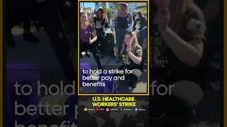 US healthcare workers begin largest strike for better pay  WION Shorts [upl. by Engamrahc]