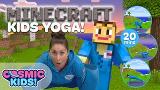 Minecraft  A Cosmic Kids Yoga Adventure ⛏🧱  Minecraft Videos for Kids [upl. by Llyrad]