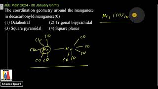 The coordination geometry around the manganese in decacarbonyldimanganese0 [upl. by Aisinoid]