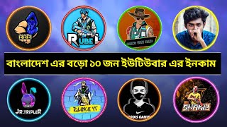 বাংলাদেশ এর বড়ো ১০ জন ইউটিউবার এর ইনকাম 😱💸  kabbotalhaMrRRR ইনকাম [upl. by Raines]