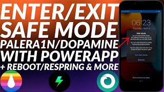 EnterExit Safe Mode on Palera1nDopamine JB  RebootRespringShutdown  Enter Safe Mode iPhone [upl. by Asusej483]