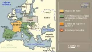 GUERRAS DE NAPOLEON O NAPOLENICAS HISTORIA REPRESENTACION ANIMADA EN UN MAPA [upl. by Ibok]