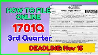 1701Q 3rd quarter How to File 1701Q for 3rd Quarter using eBIR Online [upl. by Ilil]