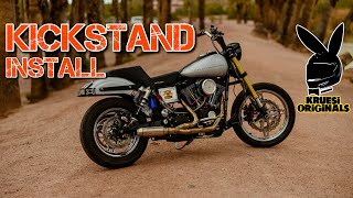 How to install a Kickstand on a harley davidson Dyna with Kruesi Originals [upl. by Eilyab]