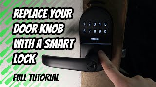 How to replace a door knob and install a smart lock  Full installation tutorial [upl. by Amrita]