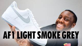 Nike Air Force 1 Light Smoke Grey On Foot Sneaker Review QuickSchopes 645 Schopes FJ4146 100 [upl. by Annaira]