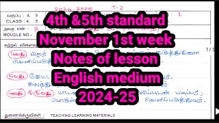 4th and 5th standard notes of lesson November 1st week 2024 25 English medium [upl. by Louie308]