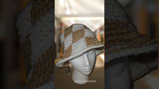 Crochet checkered bucket hat shortvideo [upl. by Troxell559]