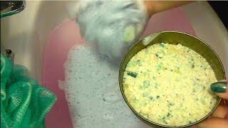 ASMR Comet Ajax scrubbing paste making Soapy sponge scratching sink cleaning products mixing Lather [upl. by Ludie]