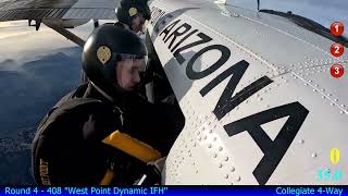 West Point Dynamic IFH 4way Open 2023 USPA Collegiate National Skydiving Championships [upl. by Aitekram]