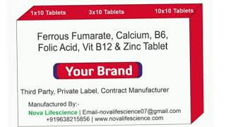 Ferrous Fumarate Calcium B6 Folic Acid Vit B12 amp Zinc Tablet [upl. by Esinahs62]