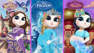 Disney Princesses Pregnant  Sofia  Elsa  Jasmin  My Talking Angela 2 cosplay🤰❤️ [upl. by Skye]