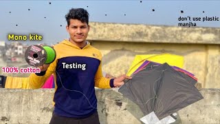 🔥Mono Kite  Testing  kite Cutting  Flying big kites  kite vlog [upl. by Assiroc533]