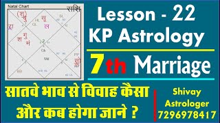 learn kp astrology – 22 7th Cusp Sub lord विवाह फलादेश marriage in kp astrology [upl. by Yraunaj]